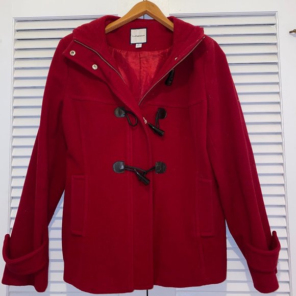 Red Wool Toggle Jacket - Picture 1 of 3